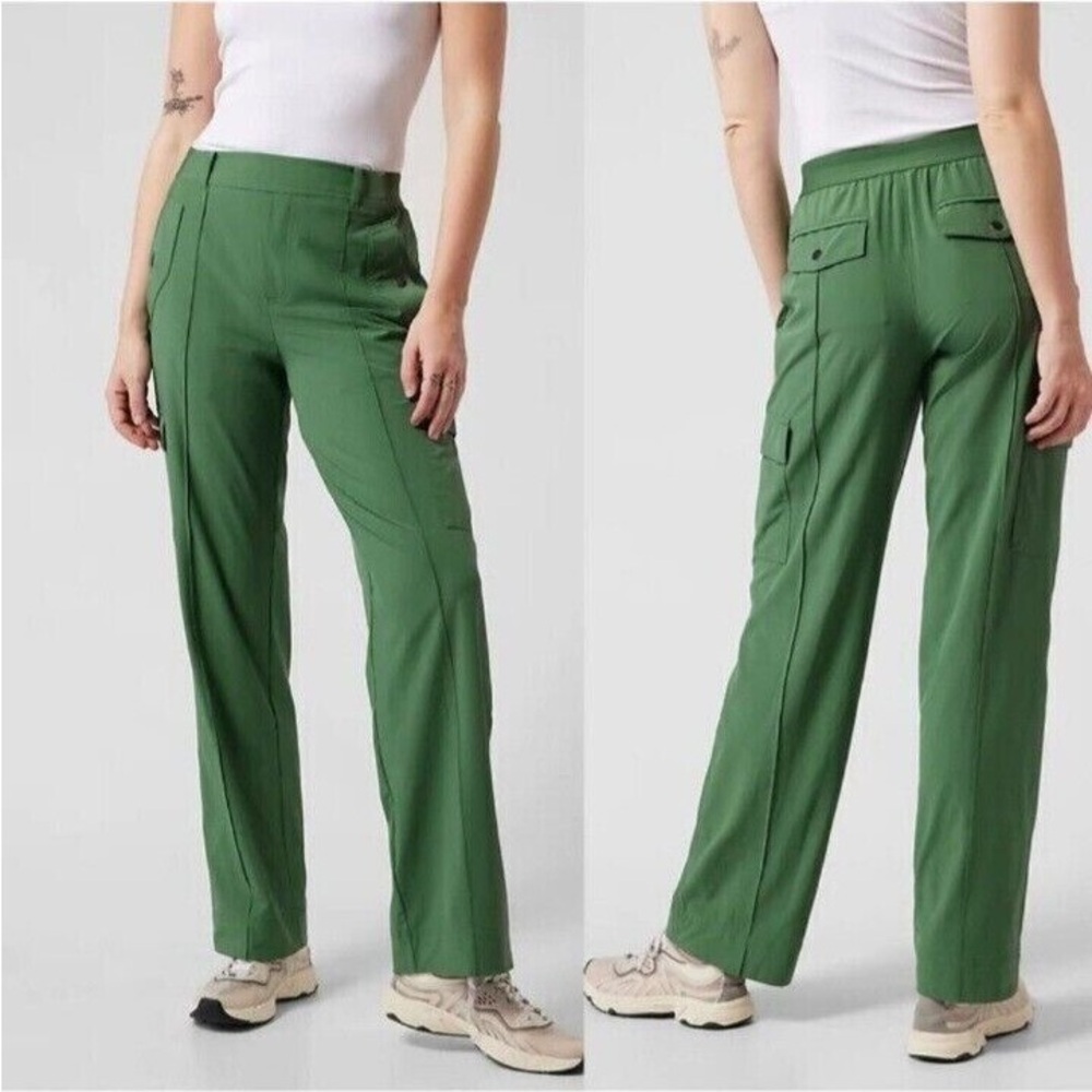 Athleta Green Straight-Leg Utility Pants